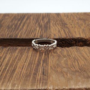 Size 7 925 Sterling Silver Alternating Hearts Ring